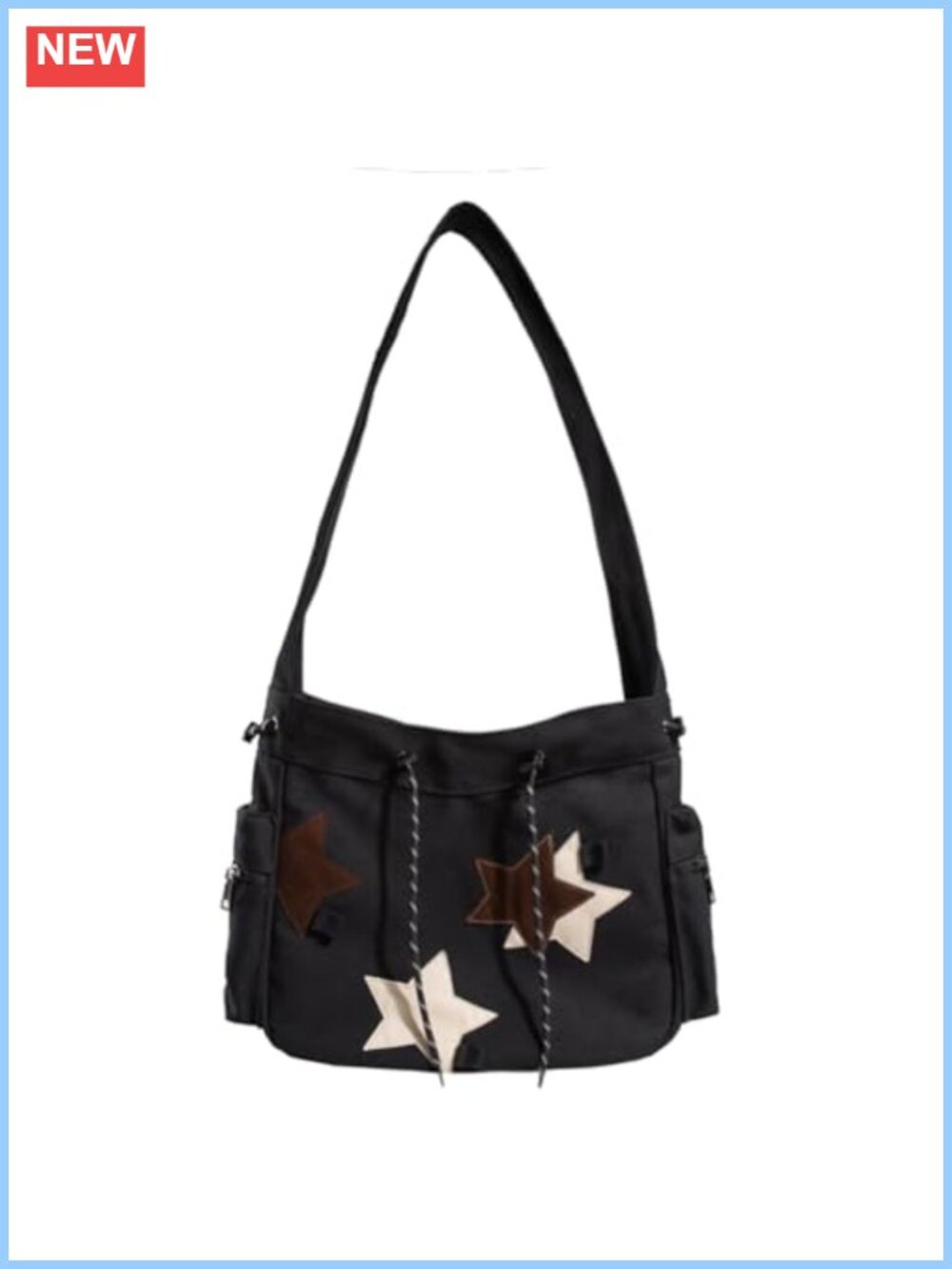 Canvas Messenger Bag Wide Strap Y2K Crossbody Tote Shoulder Bag Handbag
